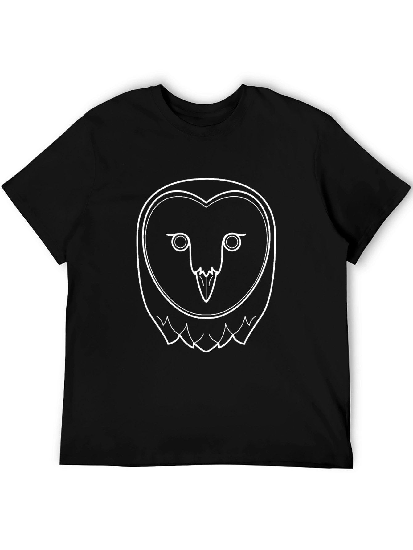 Owl Face Graphic Print Tee - Black