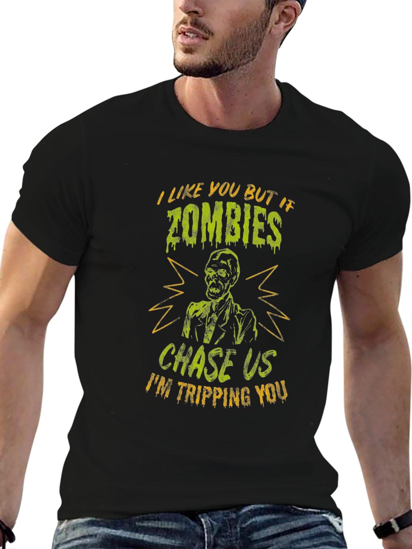Zombie Chase T-Shirt - Funny Halloween Tee