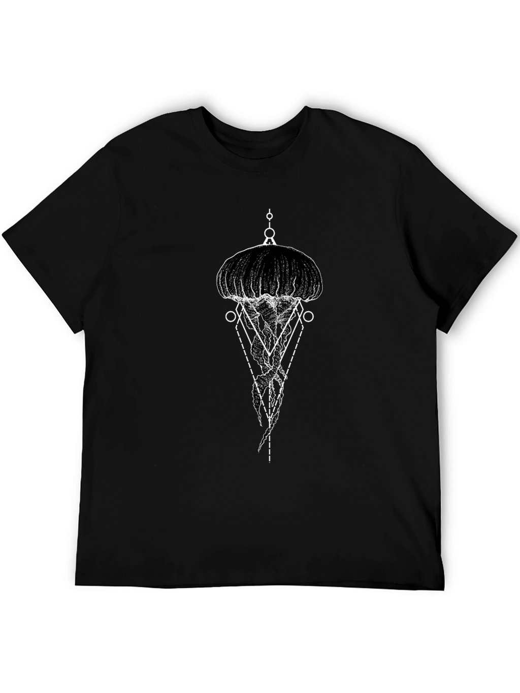 Geometric Jellyfish Graphic Tee - Black