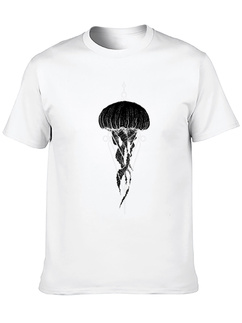 Geometric Jellyfish Graphic Tee - Black