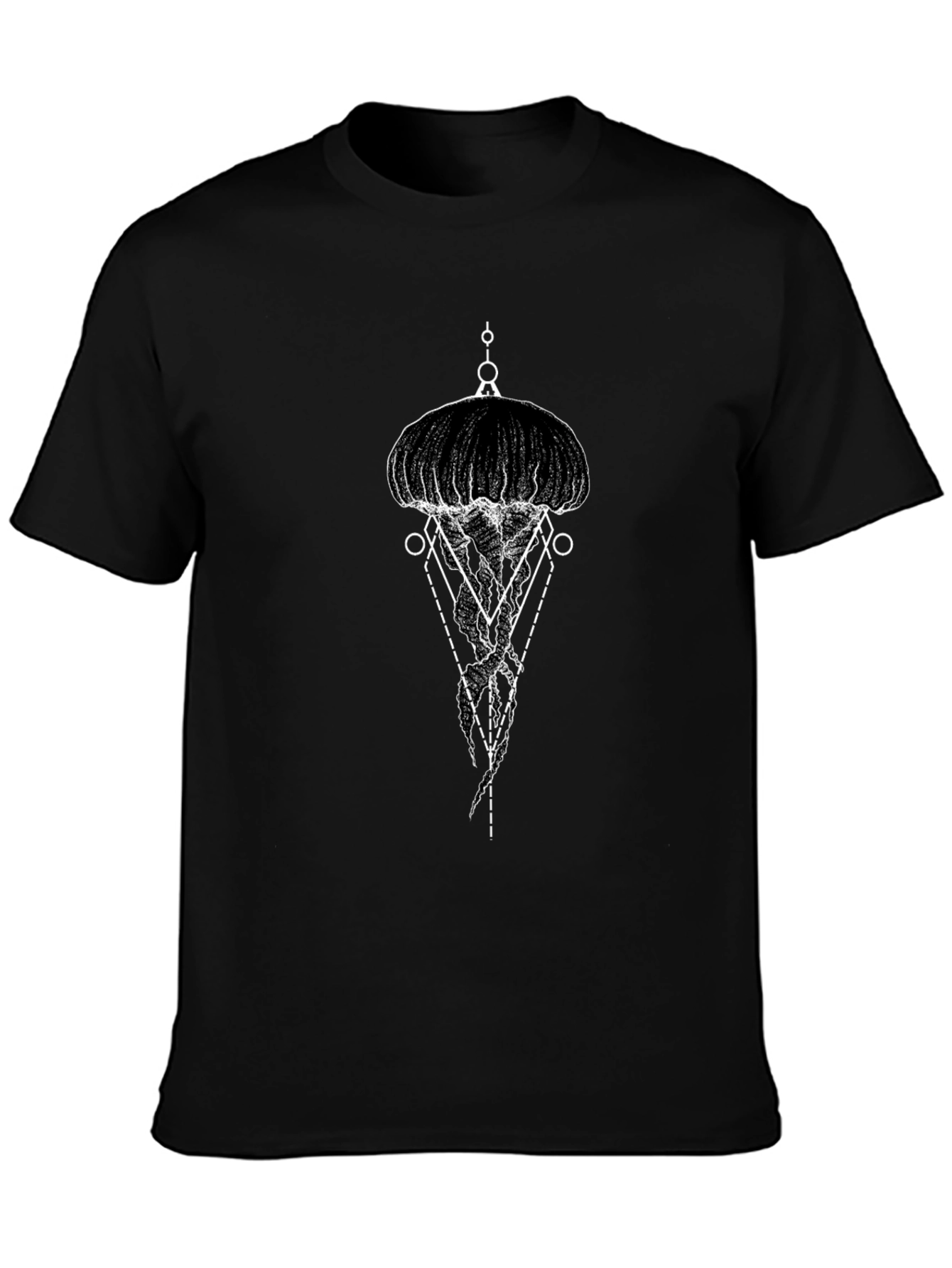 Geometric Jellyfish Graphic Tee - Black
