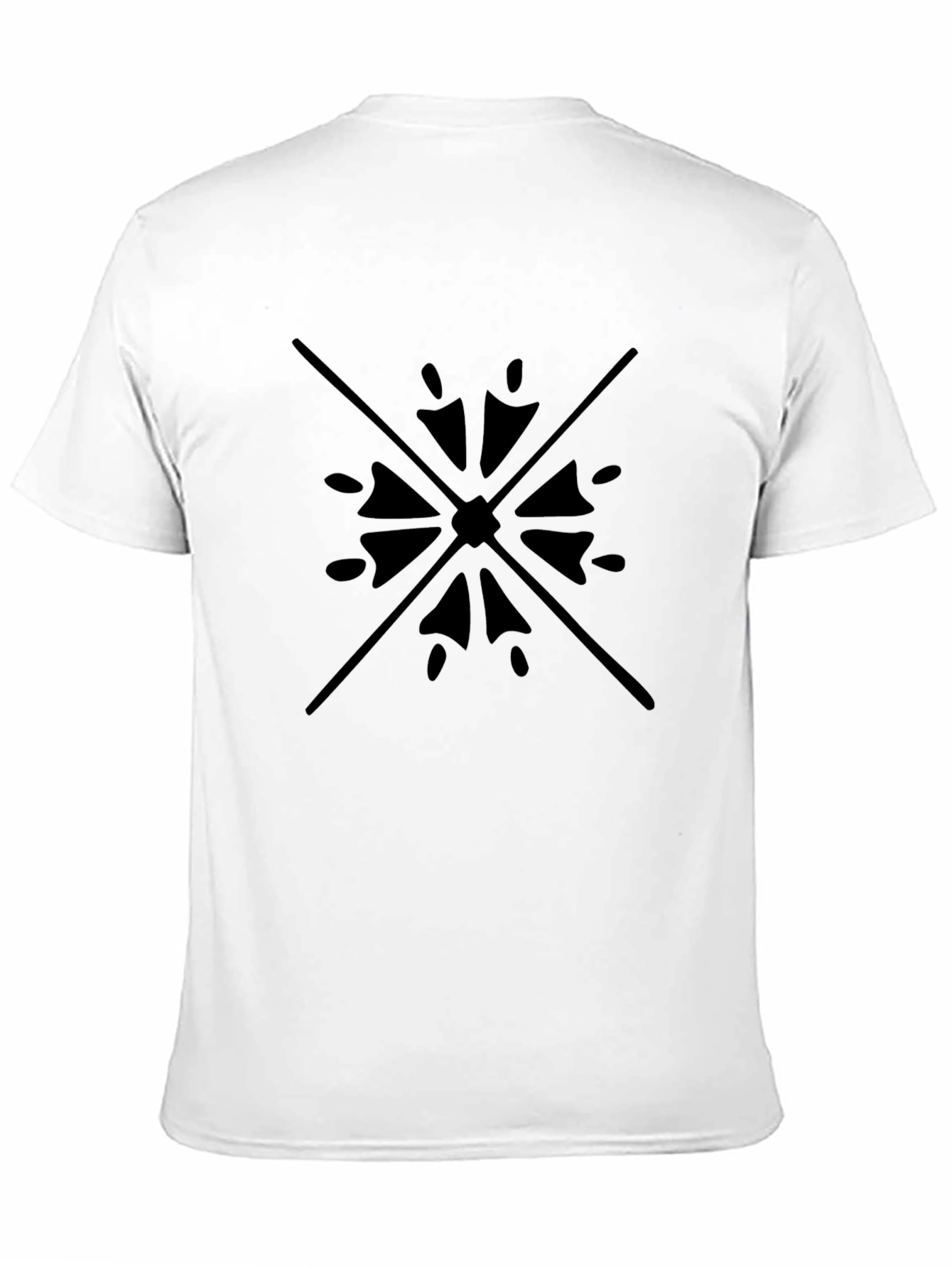 Black Tee with Geometric Starburst Design