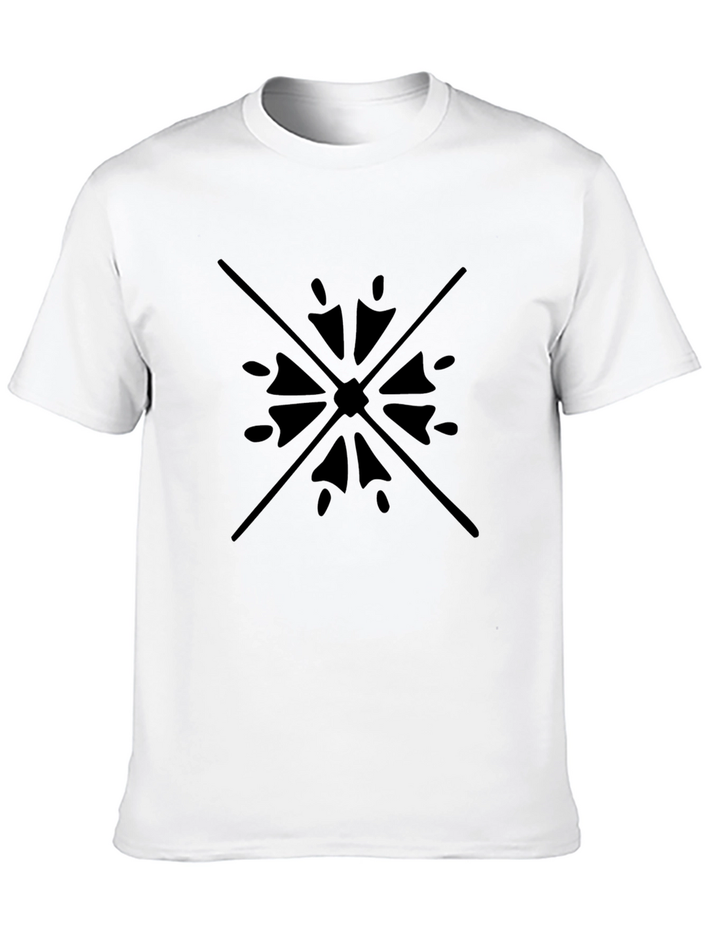 Black Tee with Geometric Starburst Design