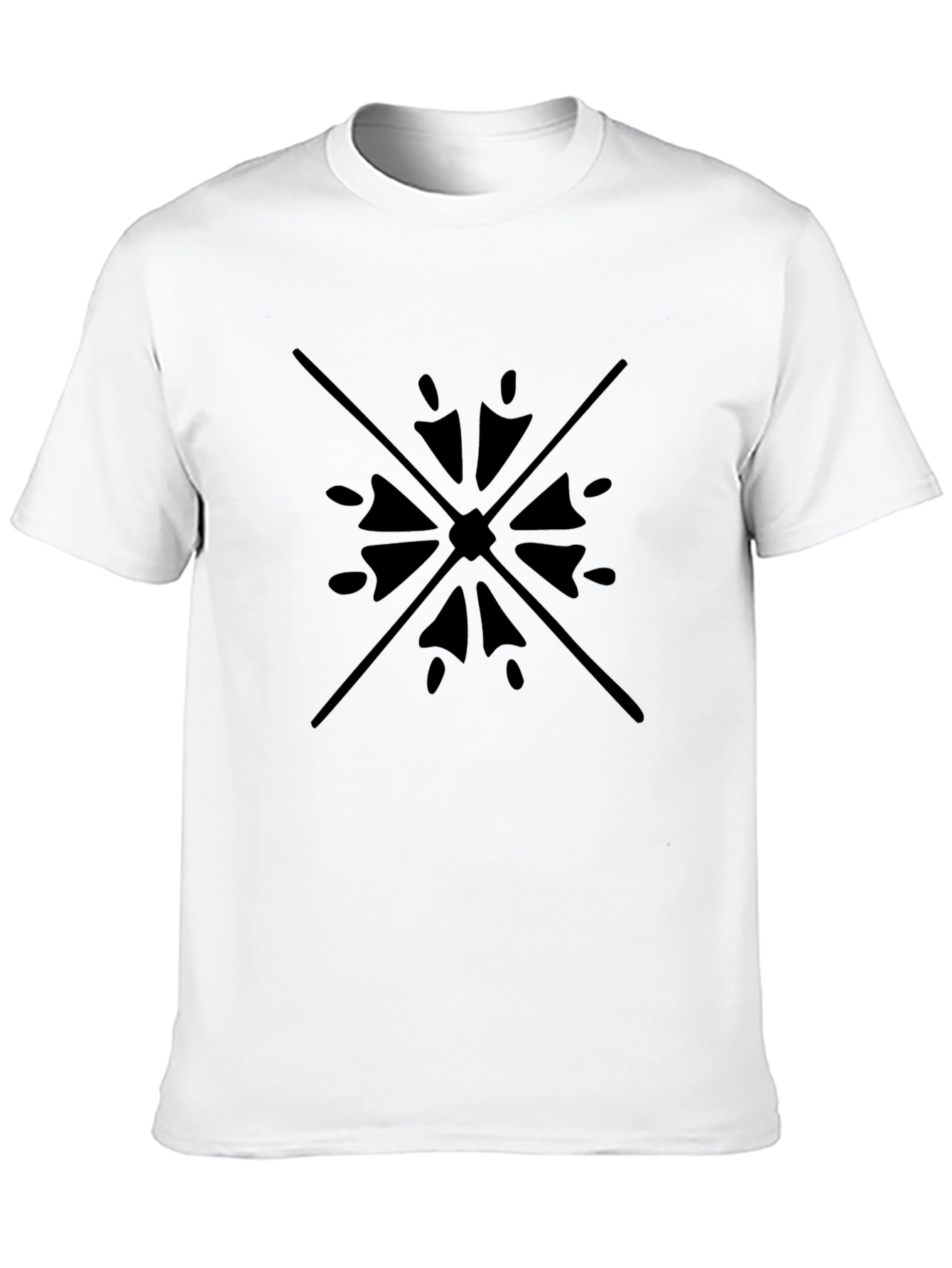 Black Tee with Geometric Starburst Design