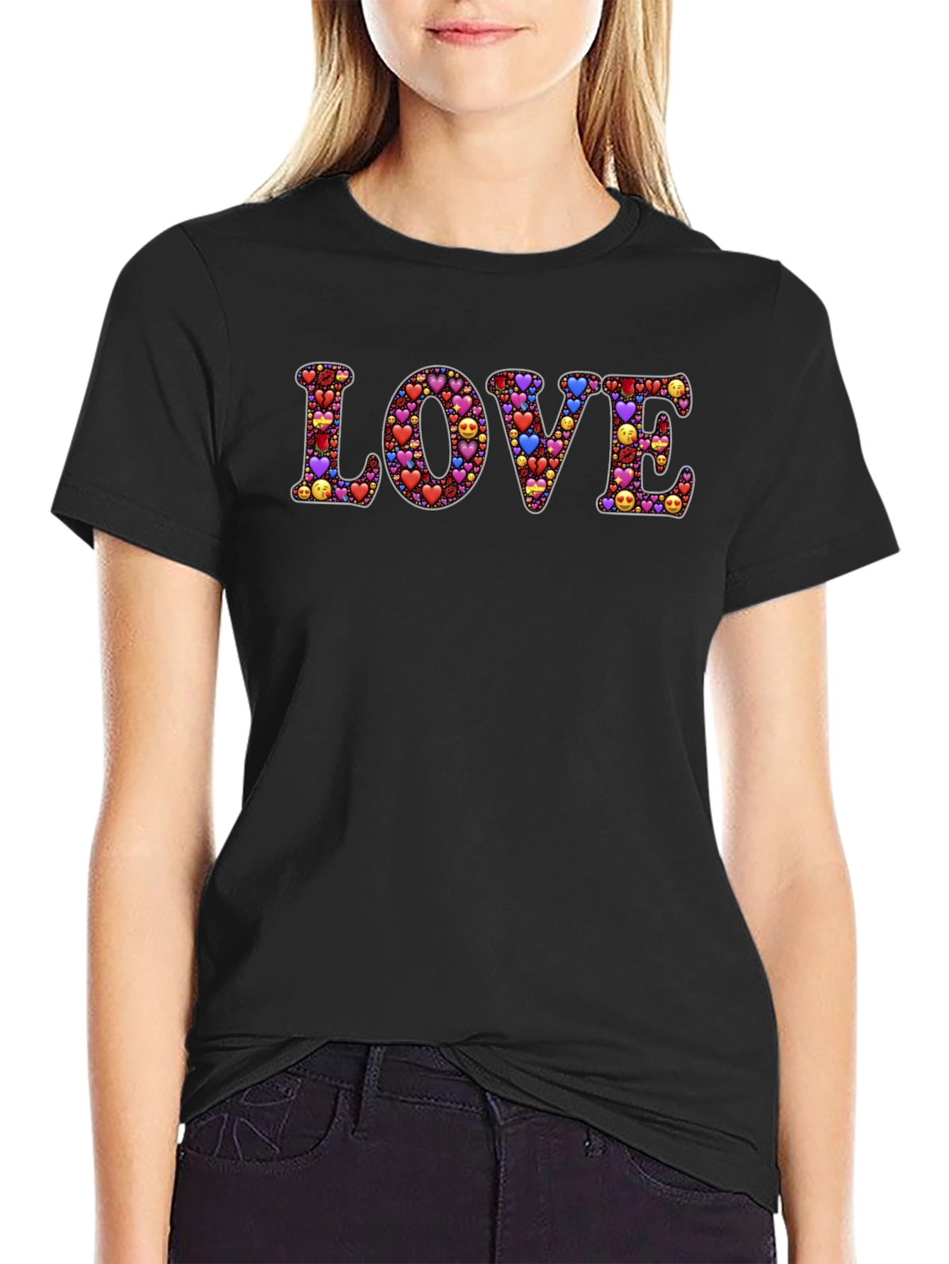 LOVE Emoji Hearts Graphic T-Shirt