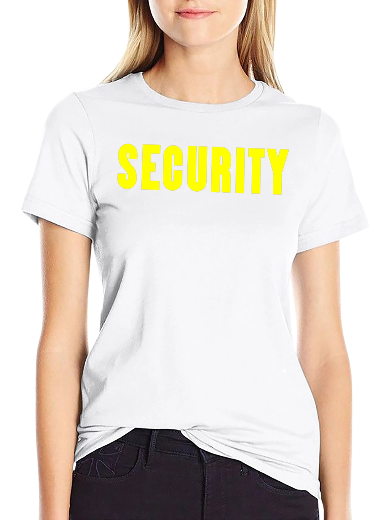 Security Black T-Shirt with Yellow Print