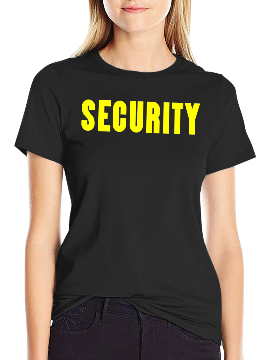 Security Black T-Shirt with Yellow Print