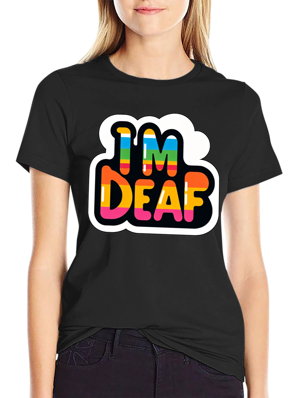 Im Deaf Rainbow T-Shirt - Black Cotton Tee