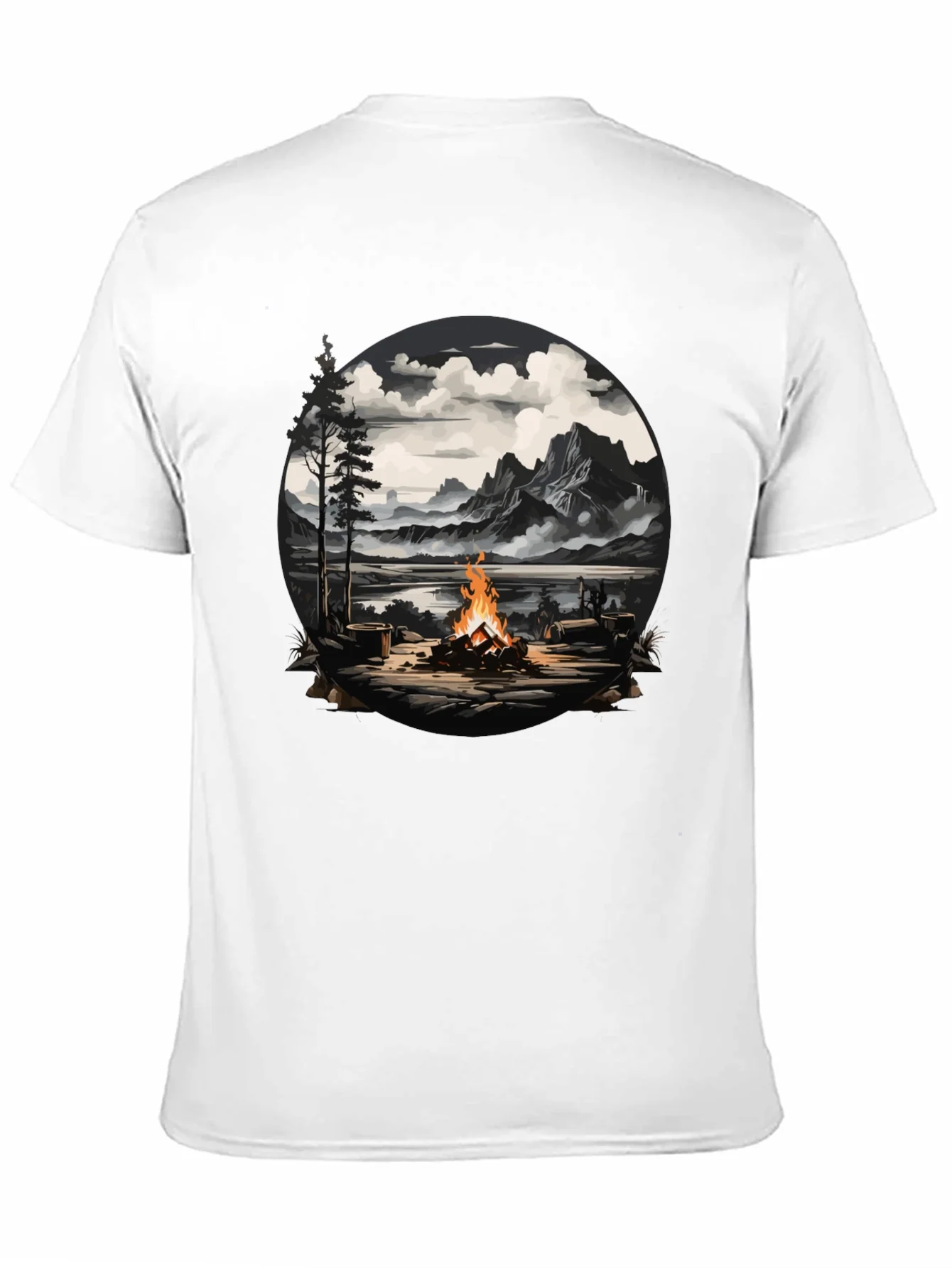 Campfire Graphic T-Shirt: Nature Scene Tee