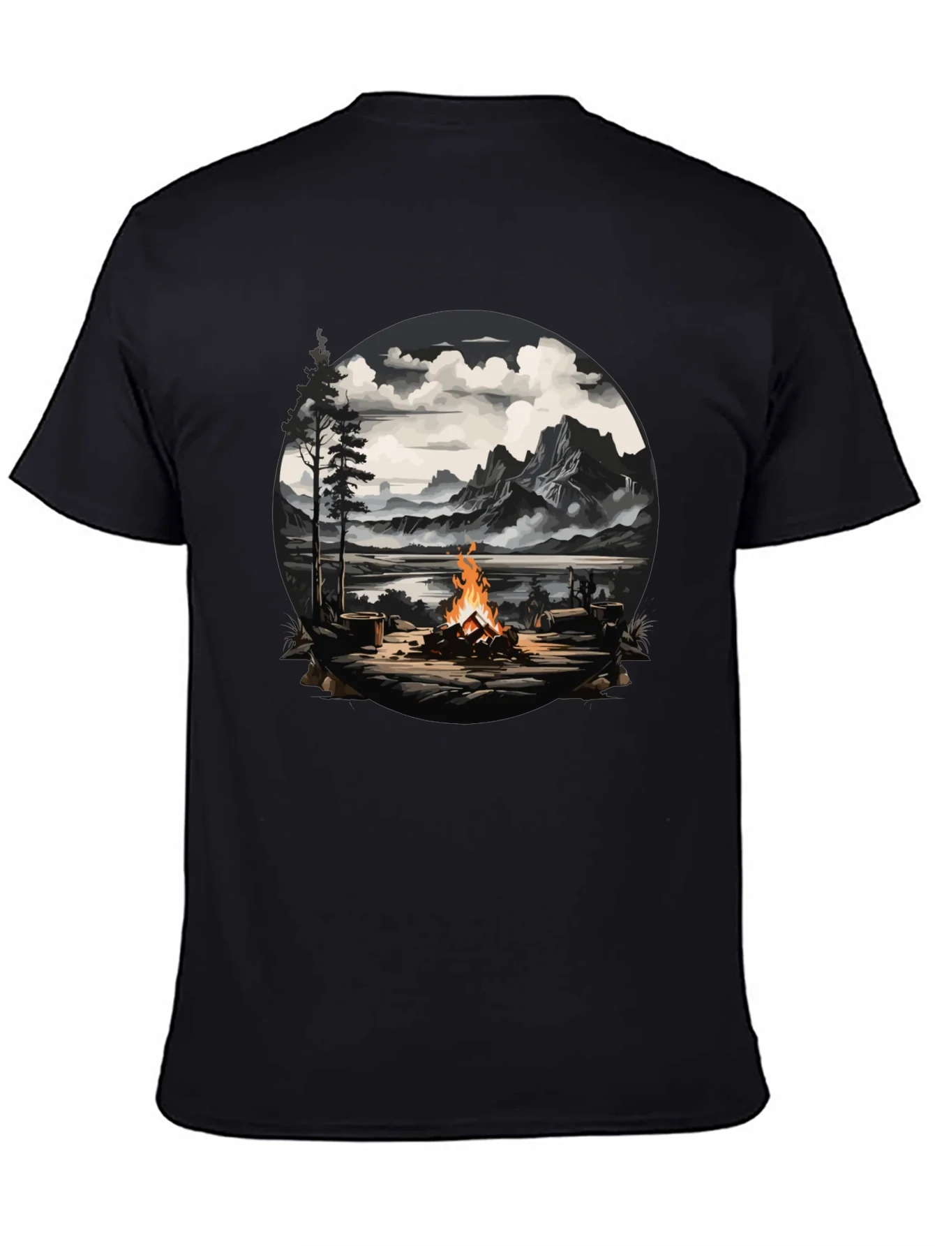 Campfire Graphic T-Shirt: Nature Scene Tee