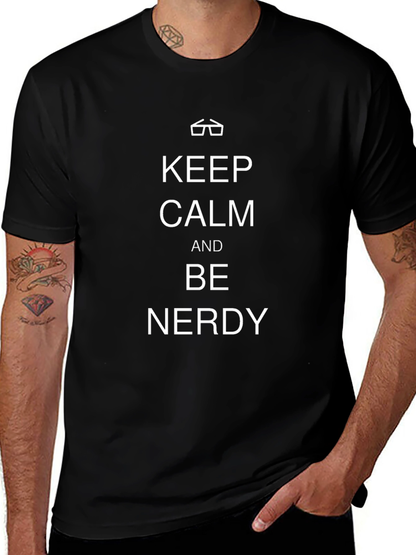 Keep Calm and Be Nerdy Black T-Shirt