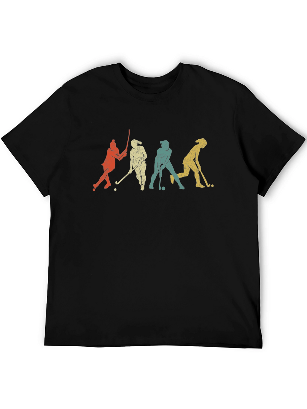 Retro Field Hockey Player Silhouette Graphic T-Shirt