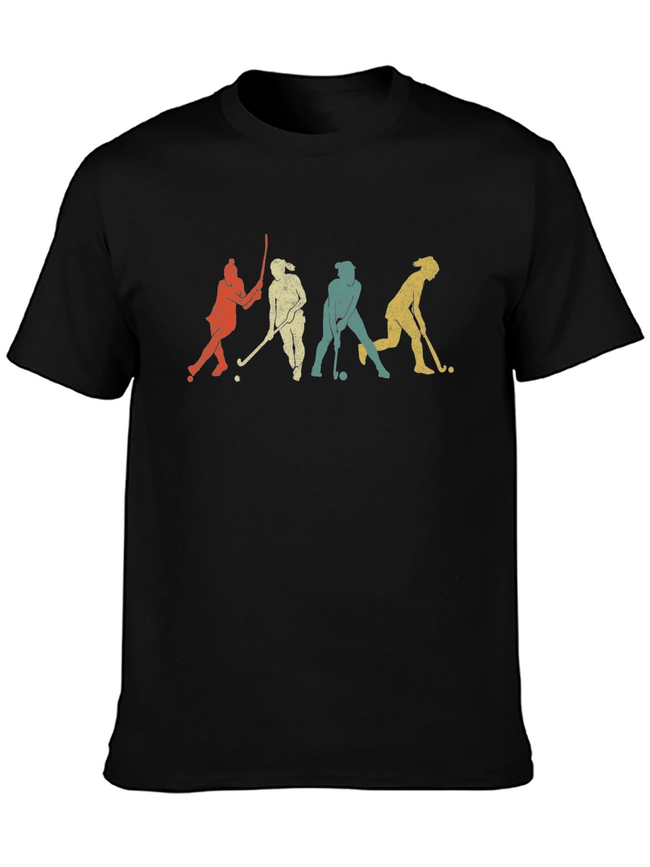 Retro Field Hockey Player Silhouette Graphic T-Shirt