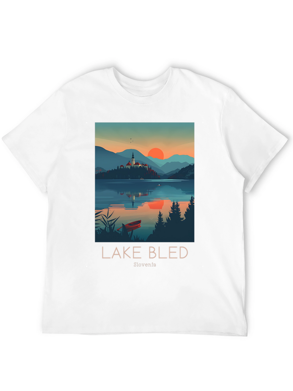 Lake Bled Slovenia Black Graphic T-Shirt