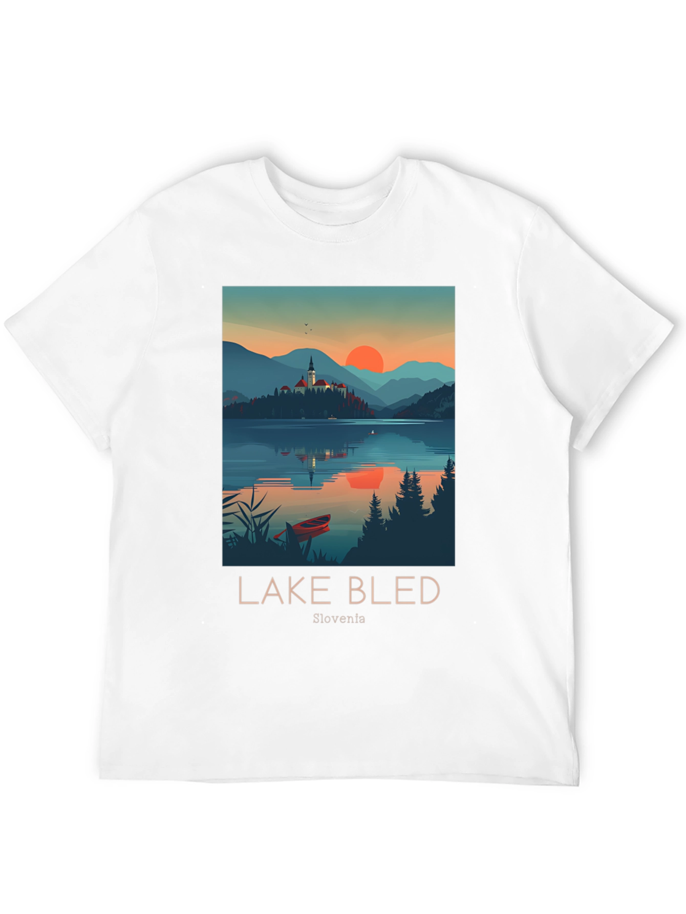 Lake Bled Slovenia Black Graphic T-Shirt