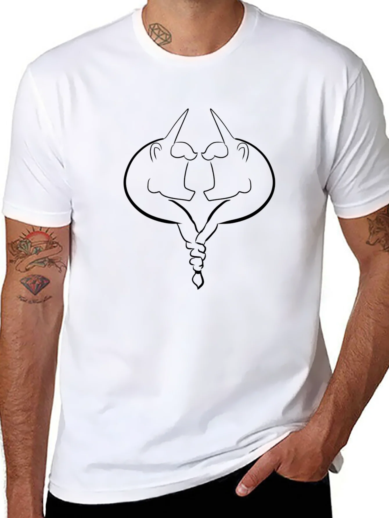Abstract Graphic Black Cotton T-Shirt