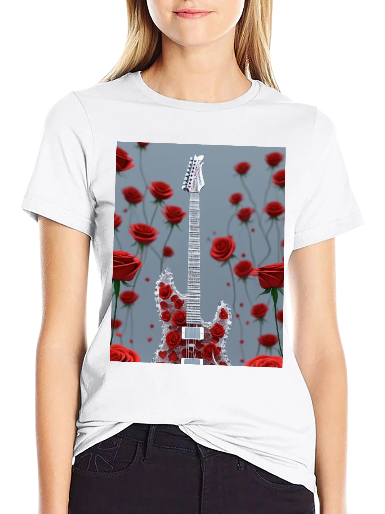 Guitar and Roses Graphic Tee