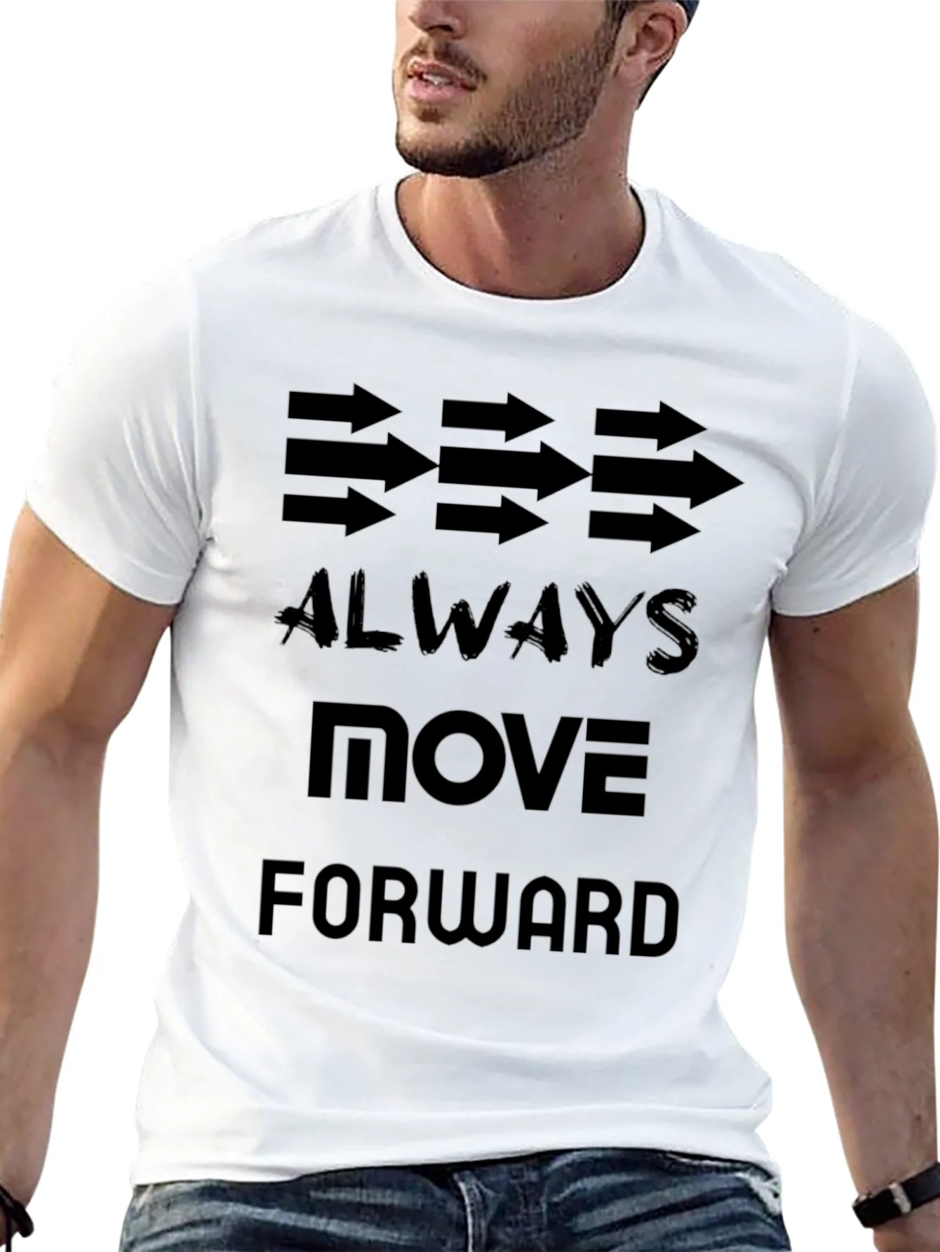 Always Move Forward Graphic T-Shirt - Motivational Black Tee