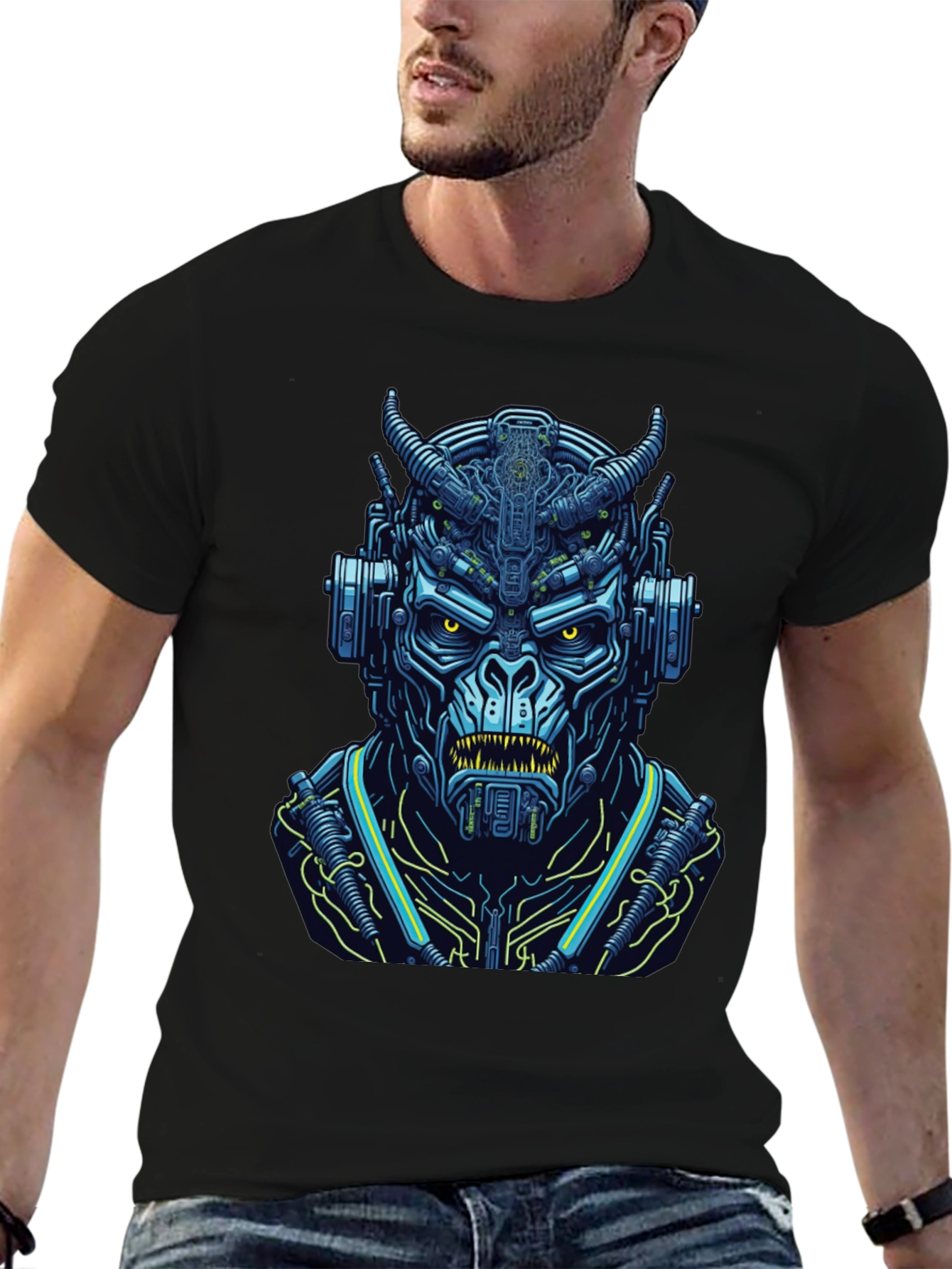Cyberpunk Demon T-Shirt: Futuristic Fiend Design