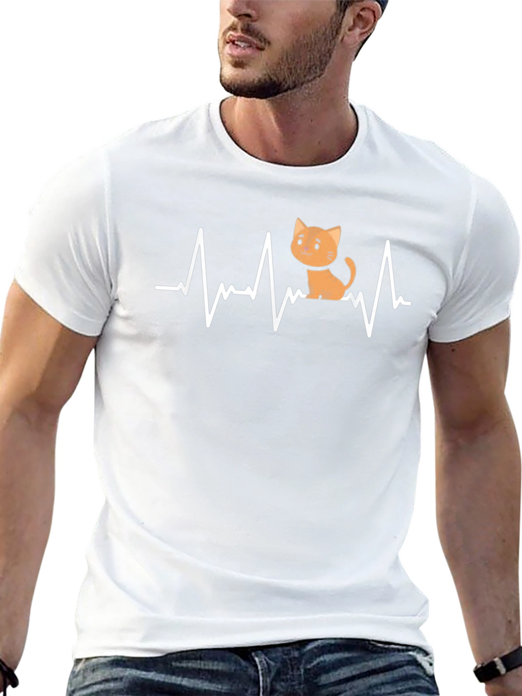 Cat Heartbeat Graphic Tee - Unisex Comfort