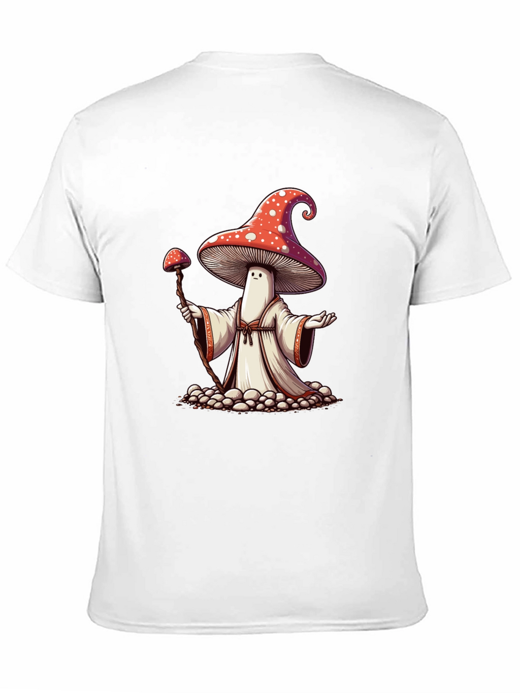 Mushroom Wizard Graphic Tee - Black Cotton T-Shirt