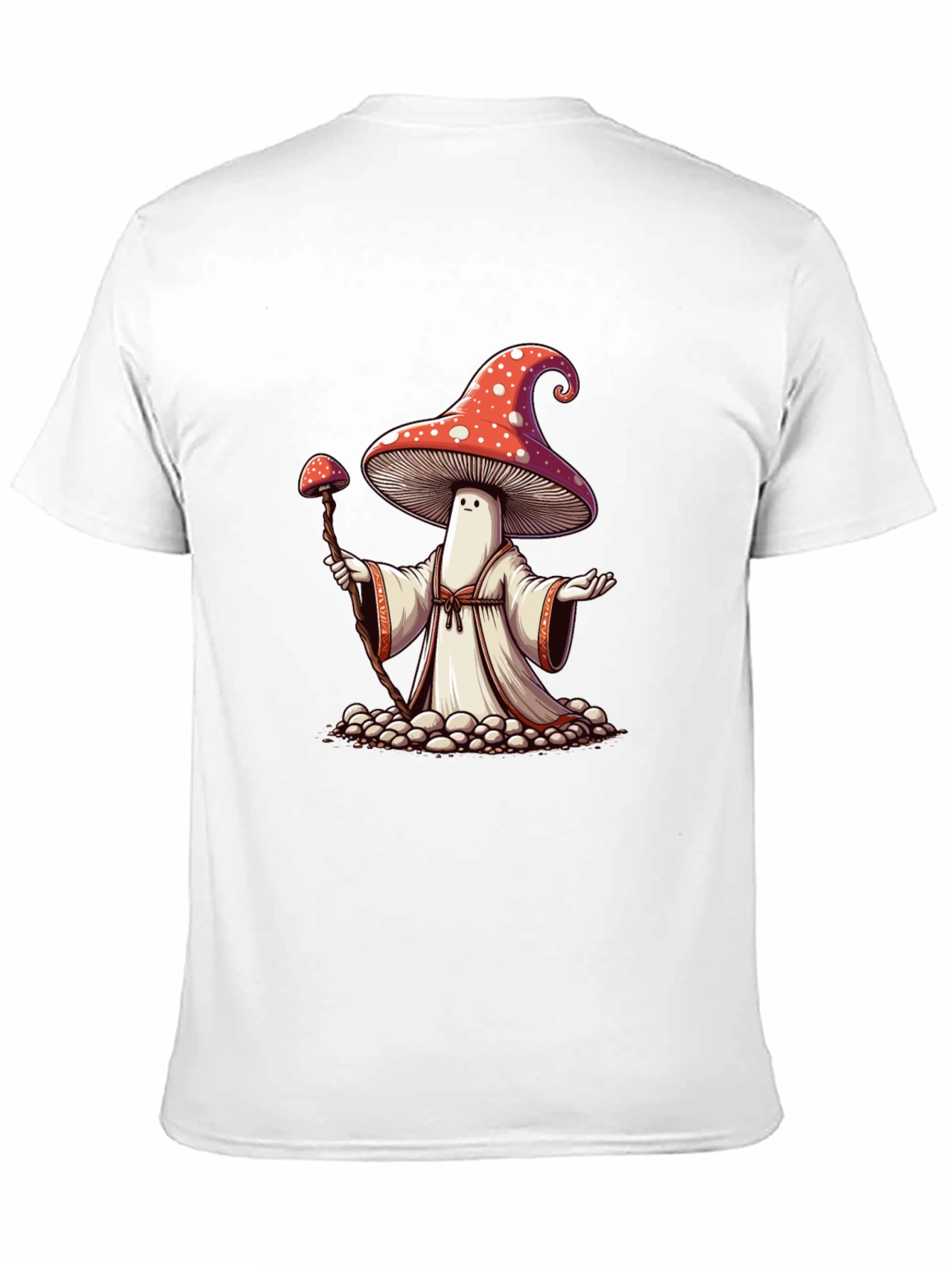 Mushroom Wizard Graphic Tee - Black Cotton T-Shirt