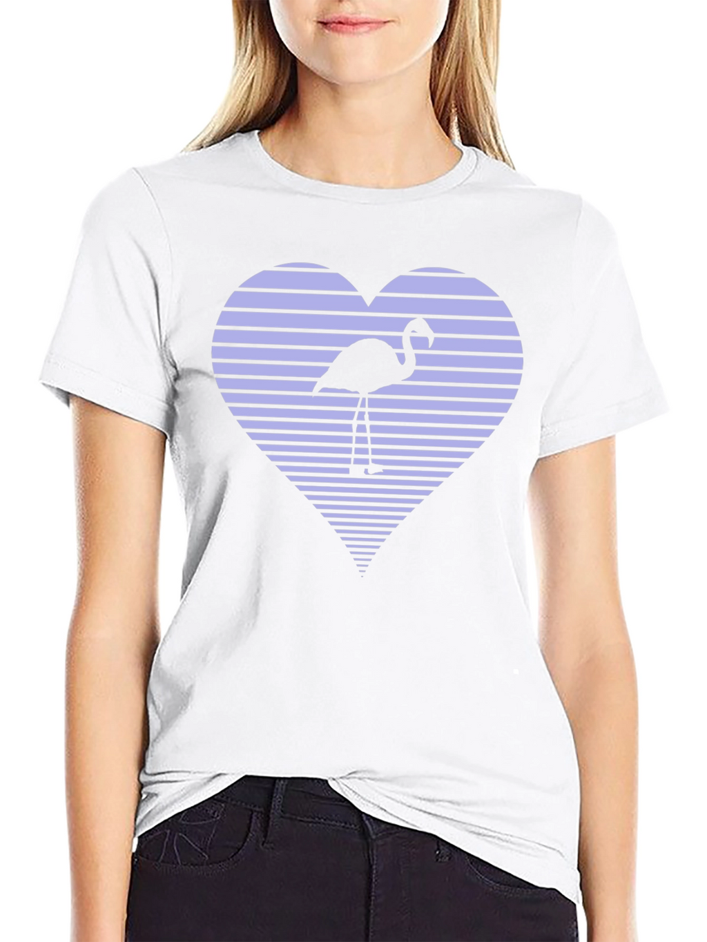 Flamingo Heart Graphic Tee - Black
