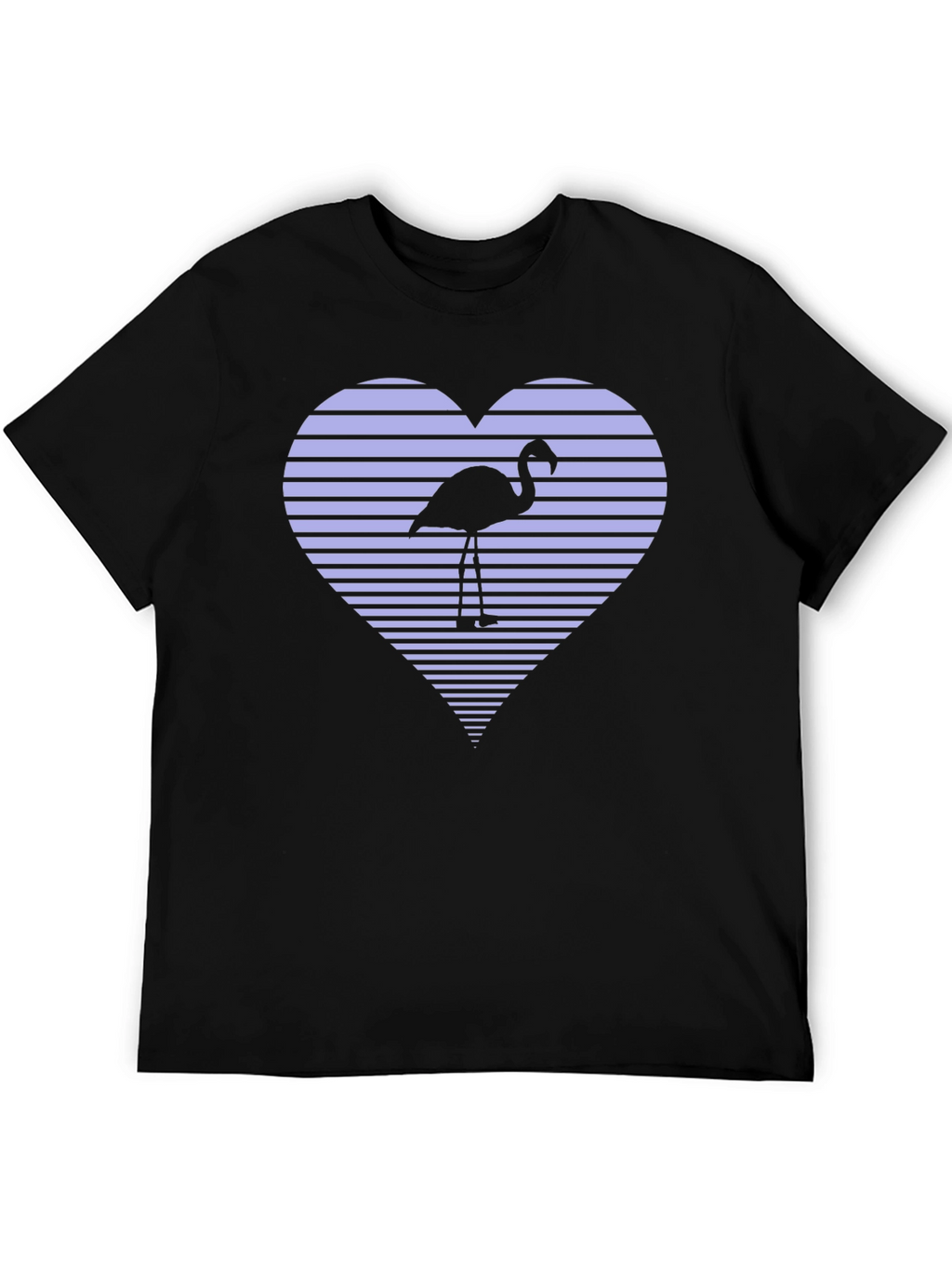 Flamingo Heart Graphic Tee - Black
