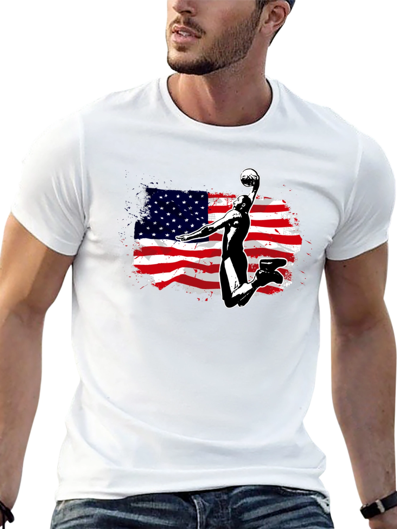 USA Flag Dunk Black T-Shirt