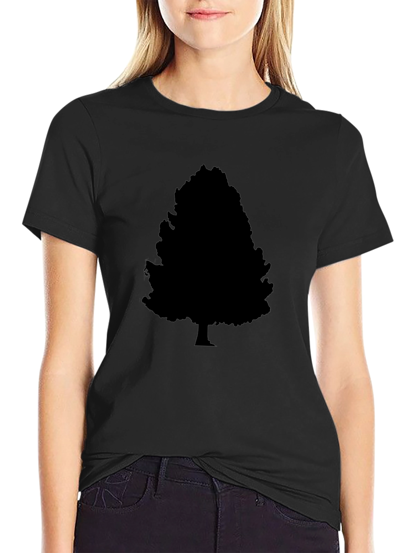 Black Tree Silhouette Graphic T-Shirt