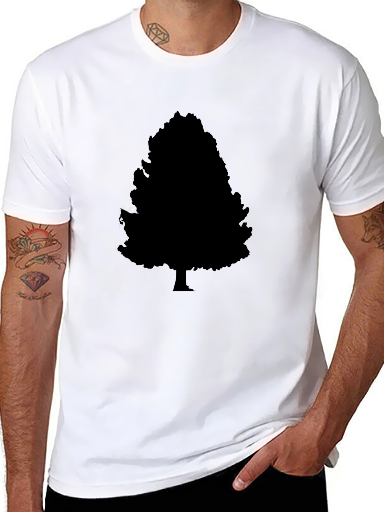 Black Tree Silhouette Graphic T-Shirt