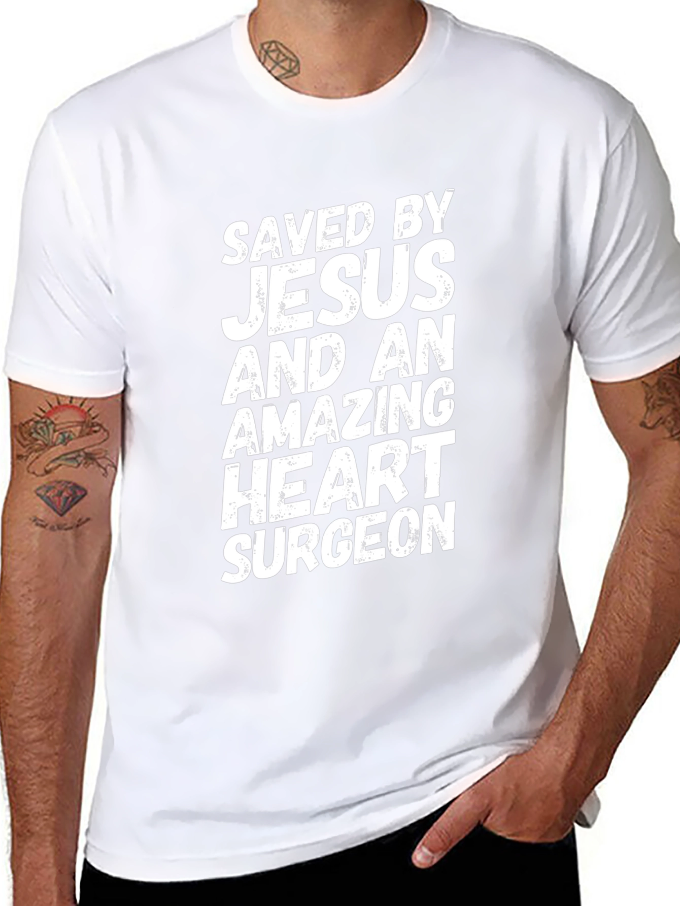 Saved by Jesus Heart Surgeon Funny T-Shirt
