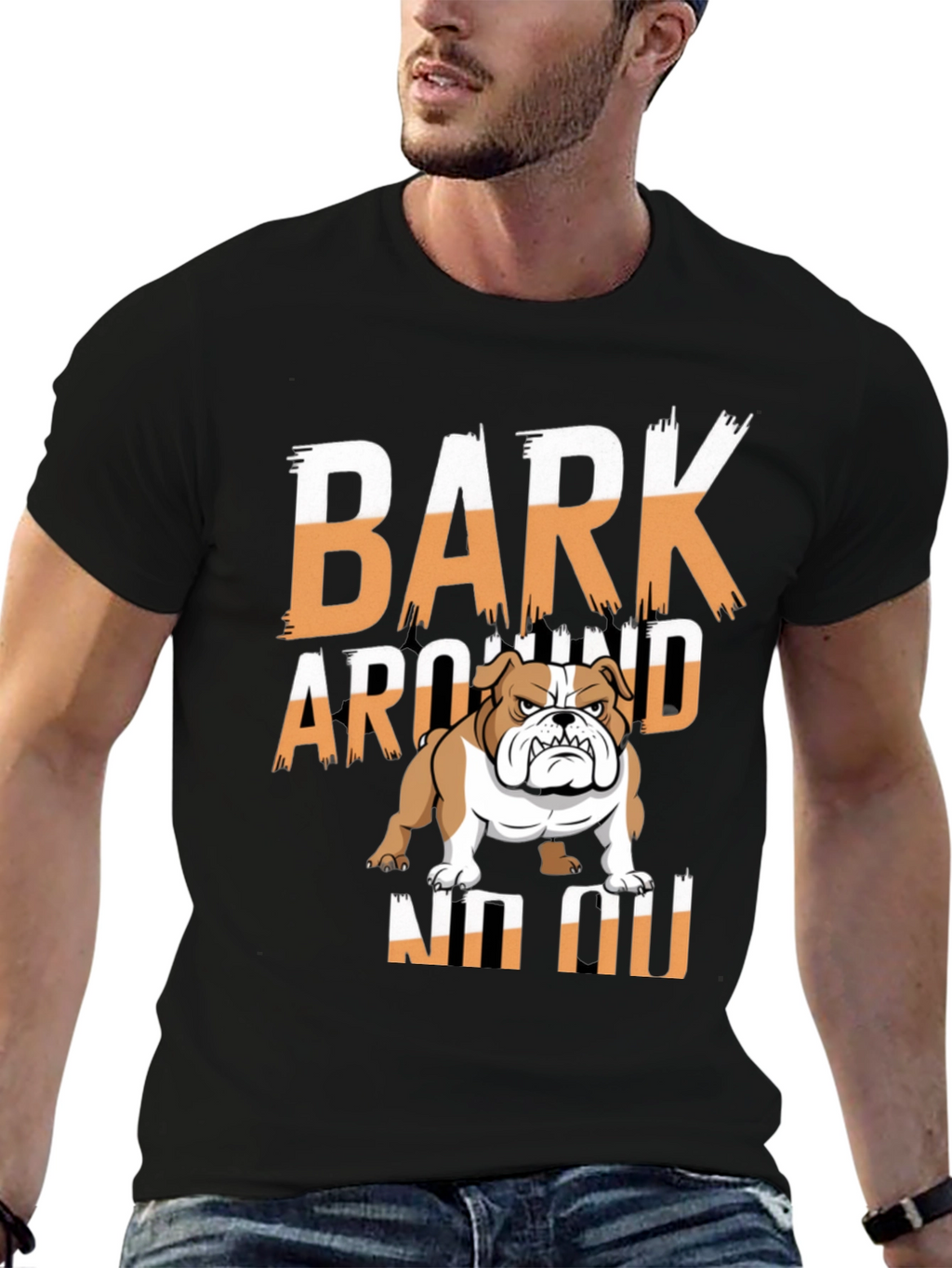 Bark Around NO NO Bulldog Graphic T-Shirt