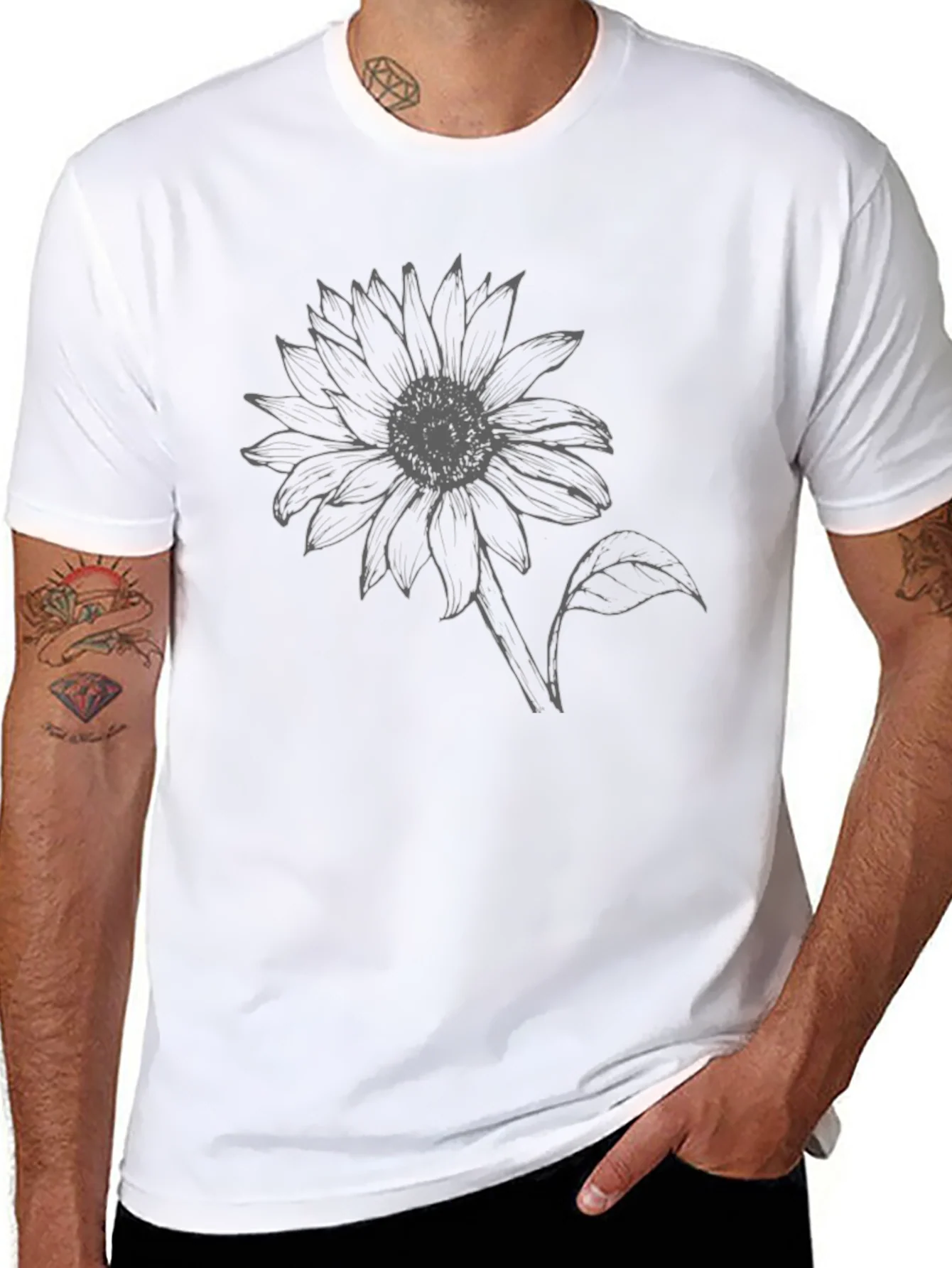 Sunflower Graphic Tee - Black Cotton T-Shirt