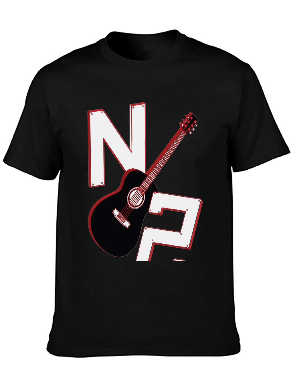 Guitar & Letters Graphic Tee - Stylish Musician Shirt