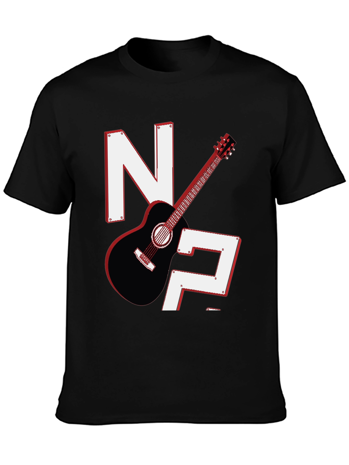 Guitar & Letters Graphic Tee - Stylish Musician Shirt