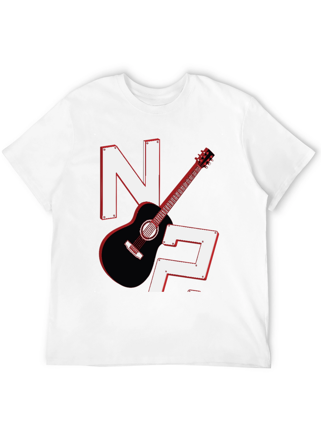 Guitar & Letters Graphic Tee - Stylish Musician Shirt