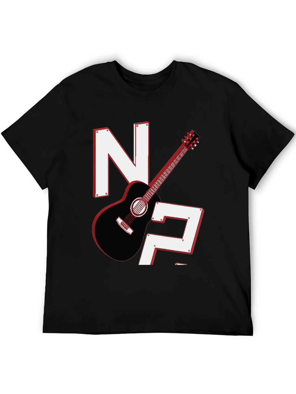Guitar & Letters Graphic Tee - Stylish Musician Shirt