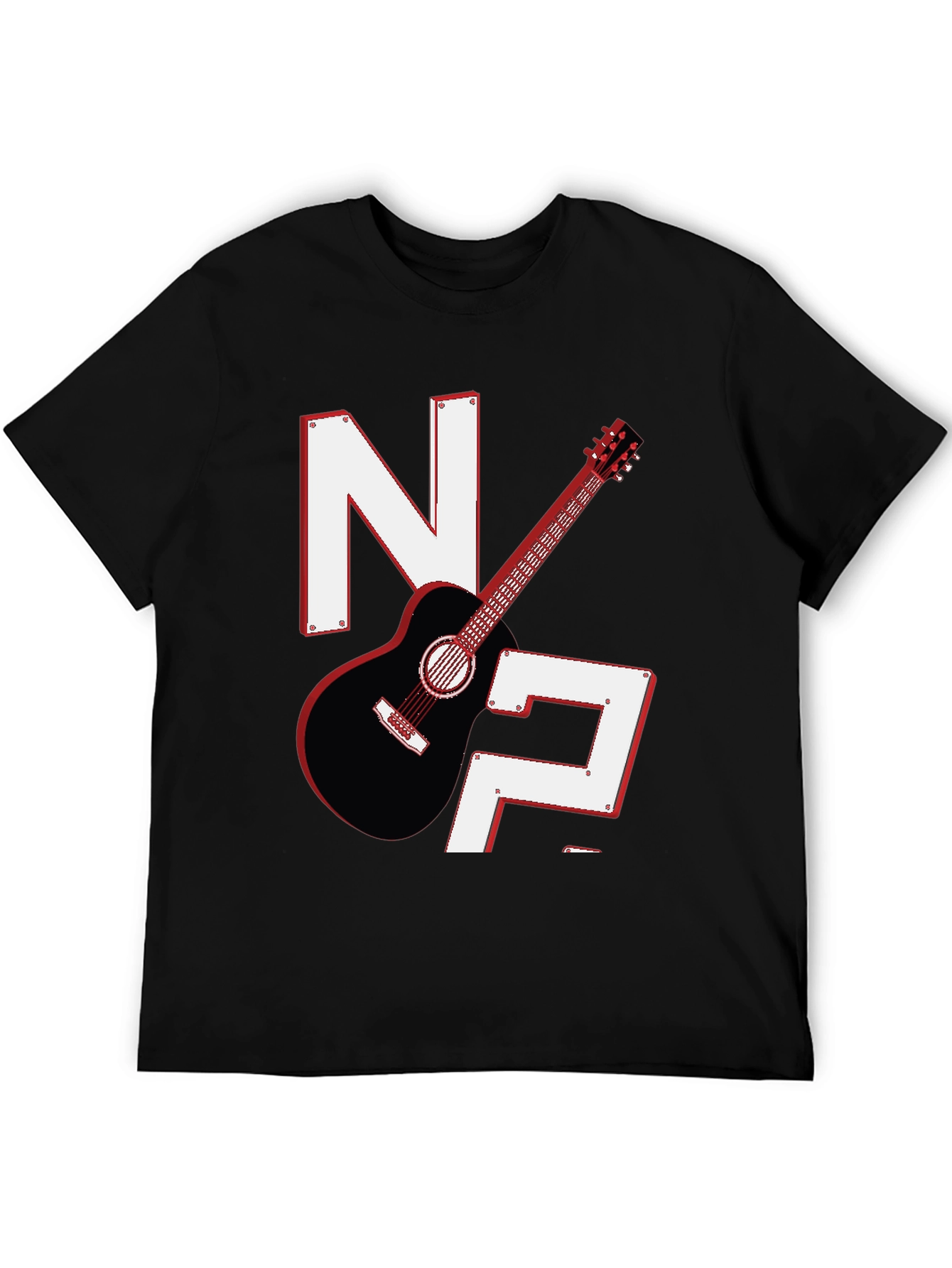 Guitar & Letters Graphic Tee - Stylish Musician Shirt