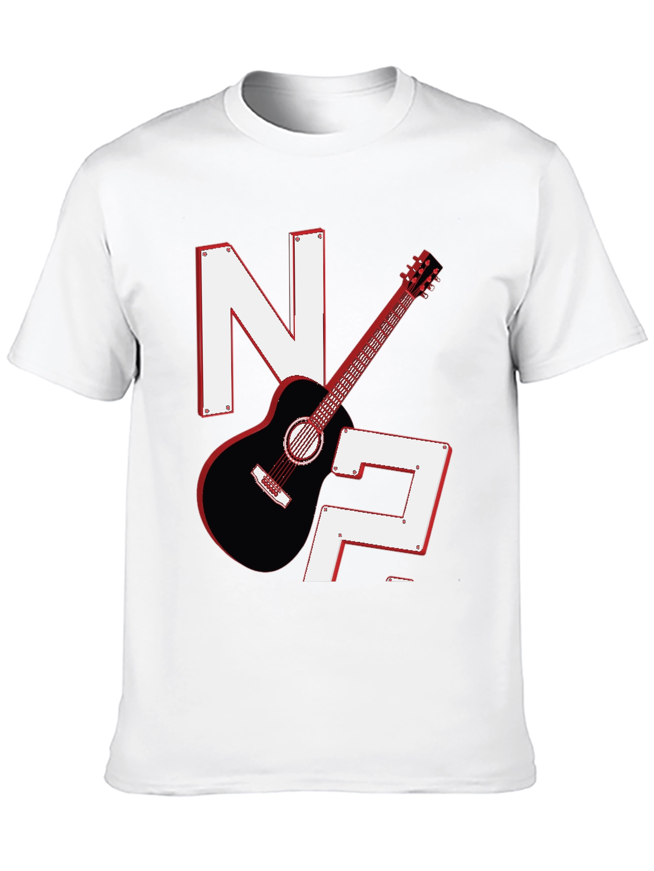 Guitar & Letters Graphic Tee - Stylish Musician Shirt