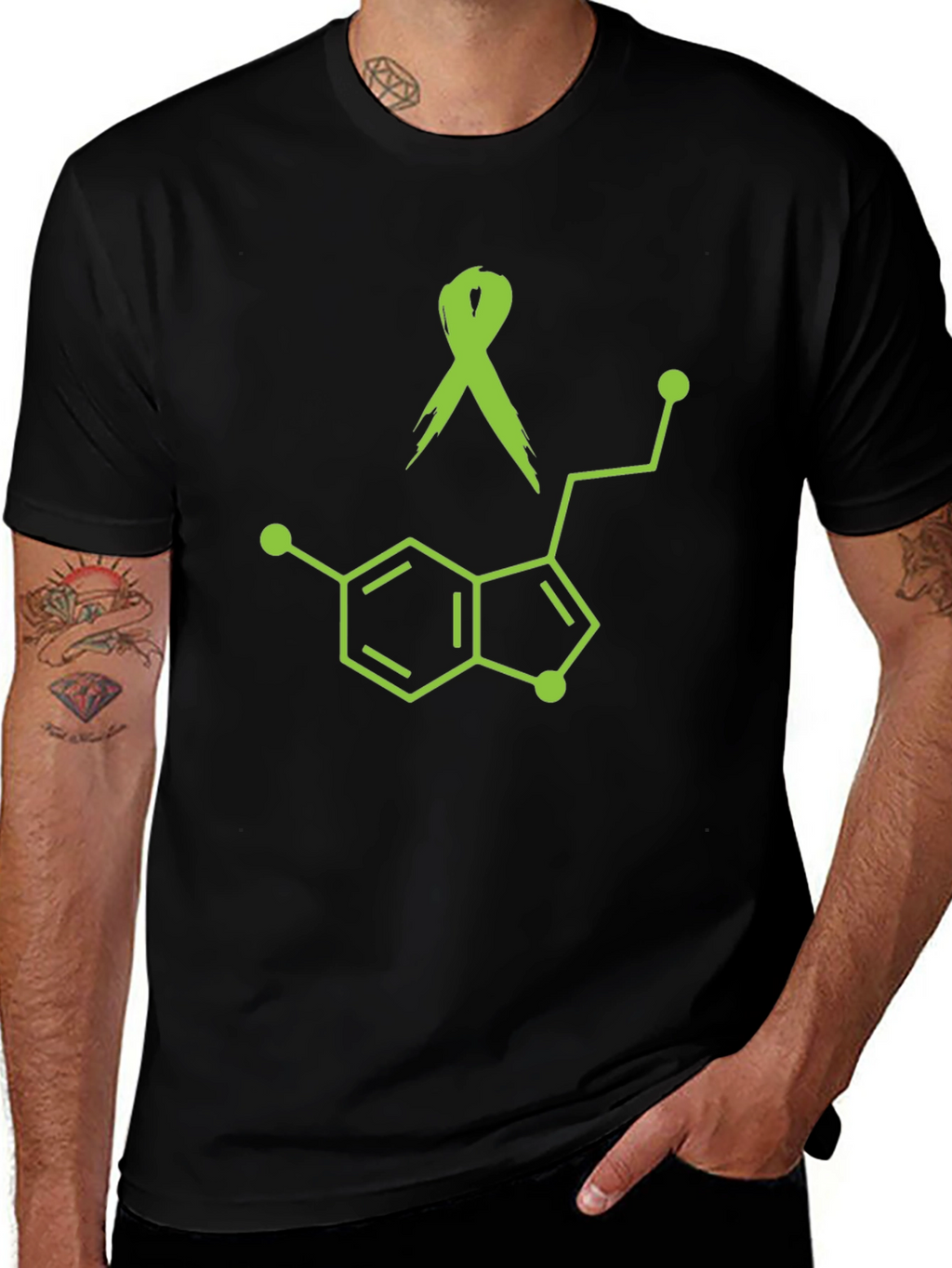 Awareness Ribbon Serotonin Molecule Graphic Tee