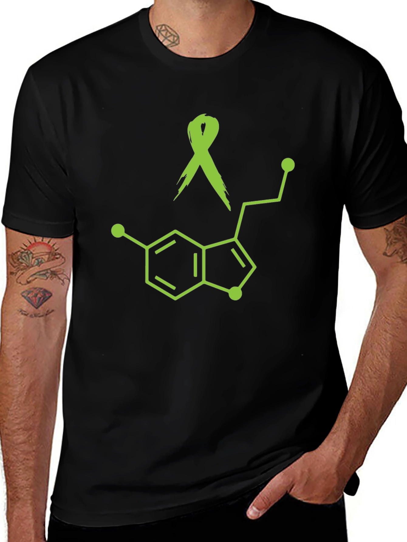 Awareness Ribbon Serotonin Molecule Graphic Tee