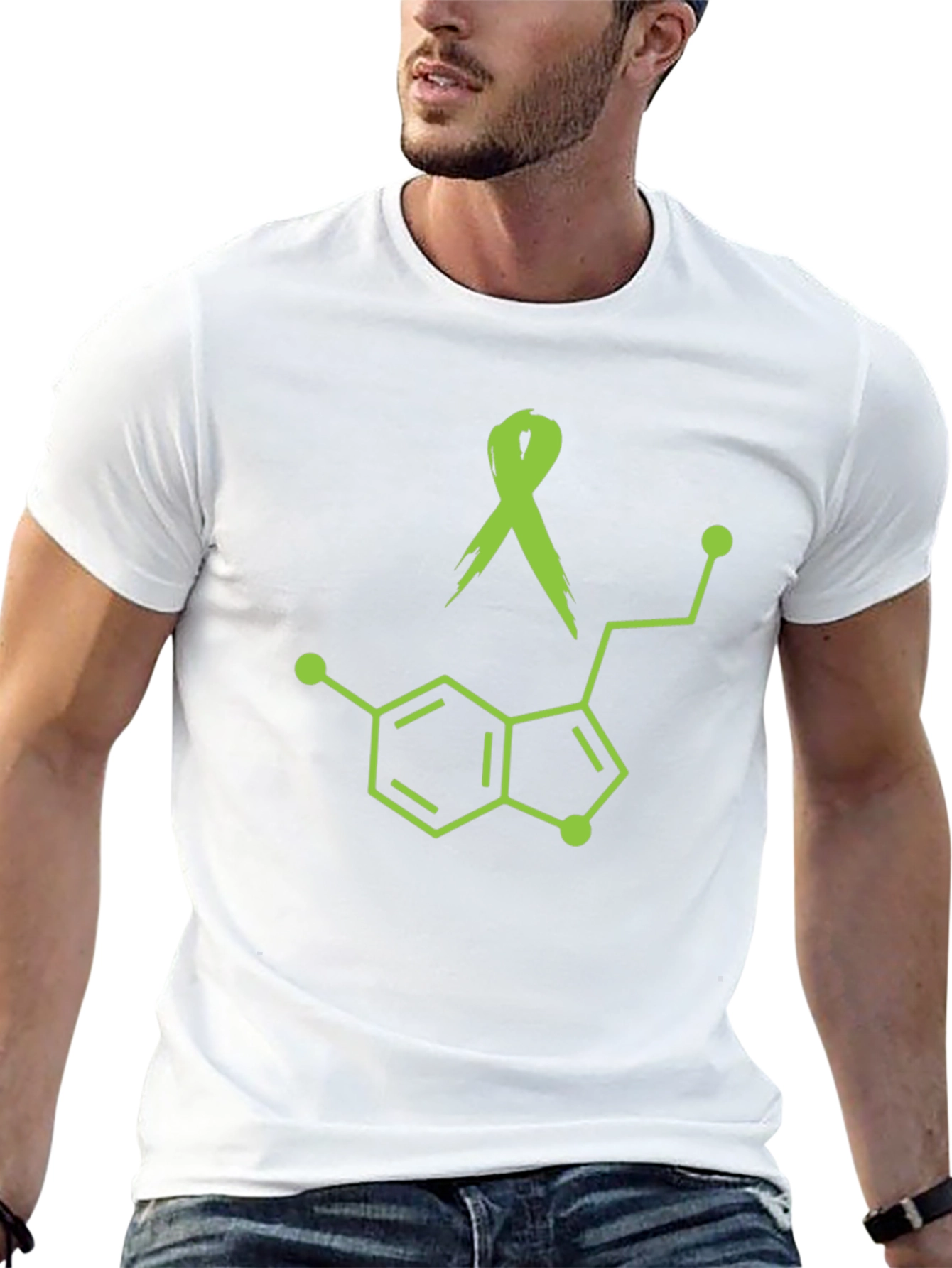 Awareness Ribbon Serotonin Molecule Graphic Tee
