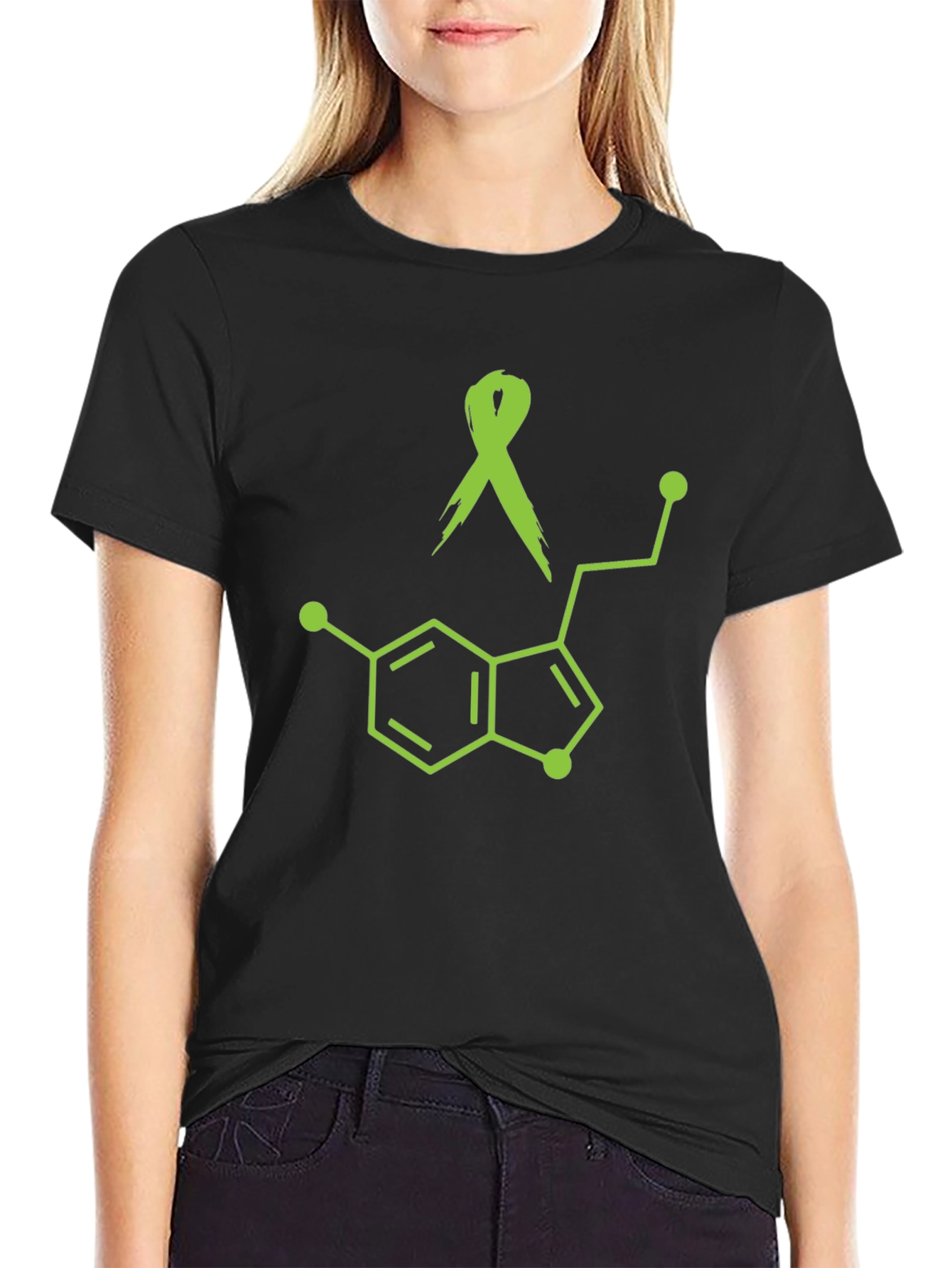 Awareness Ribbon Serotonin Molecule Graphic Tee