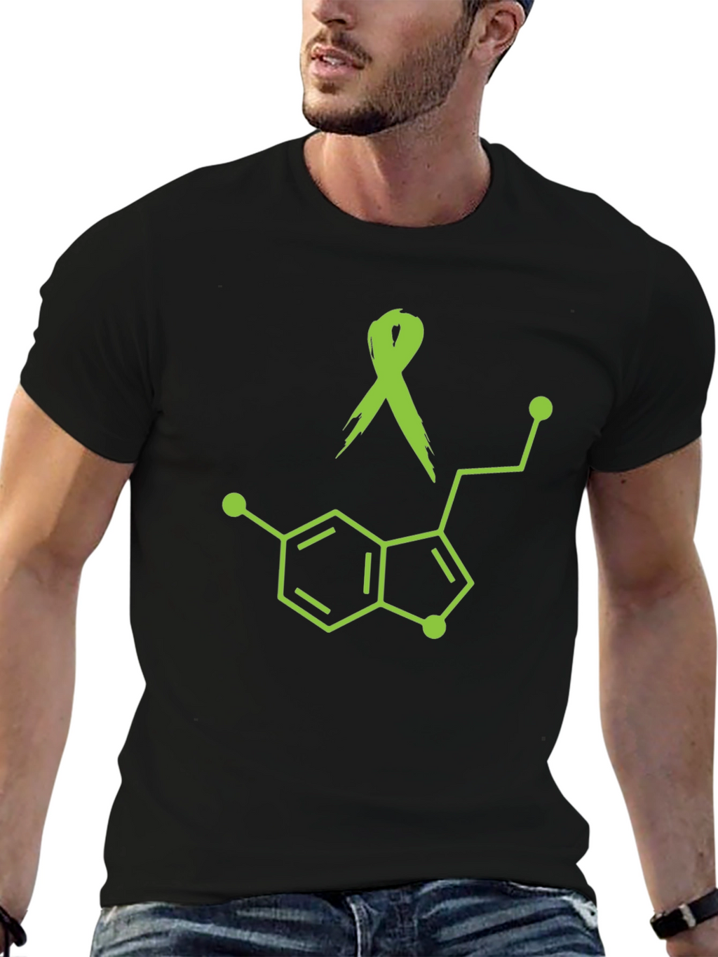 Awareness Ribbon Serotonin Molecule Graphic Tee