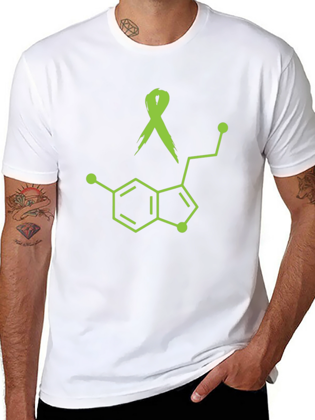 Awareness Ribbon Serotonin Molecule Graphic Tee