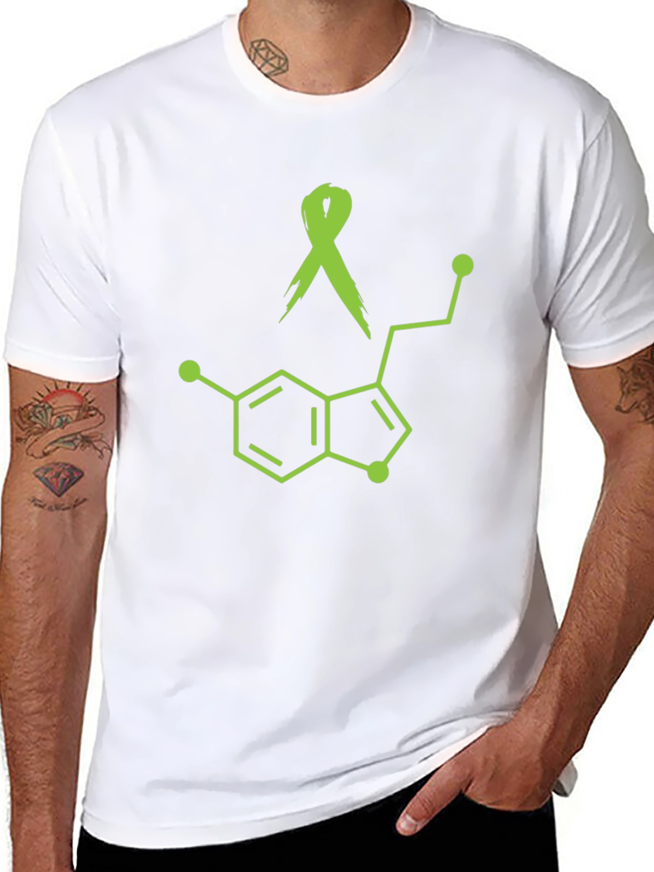 Awareness Ribbon Serotonin Molecule Graphic Tee